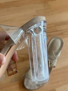 Shein Clear Strap Block Heels Nude