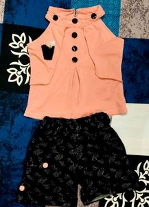 Peach Halter Top with Buttons