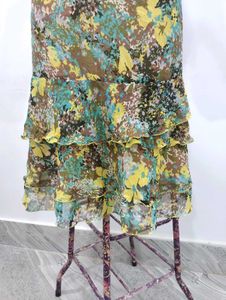 Floral Ruffle Midi Skirt
