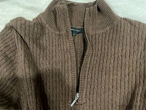 Chic Chocolate Brown Ribbed Knit Top – Size L