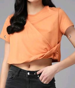 Twisted Orange Wrap Crop Top