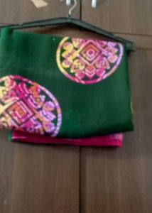 Dable Sided Rani Pink And Green Sari.
