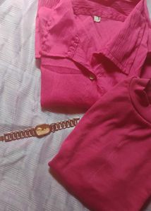 Pink Casual Shirt and tank top
