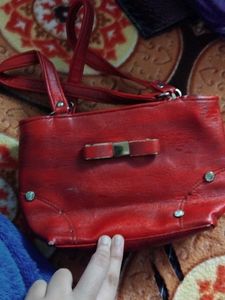 Red Handbag with Bow Detail