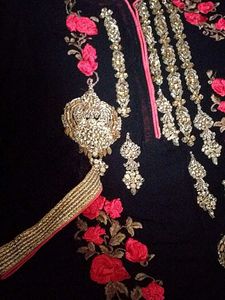 Stunning Black &amp; Gold Embroidered Ethnic Dress