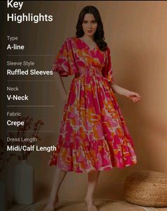 Pink &amp; Orange Floral Midi Dress