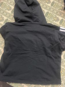 Black Striped Crop Hoodie