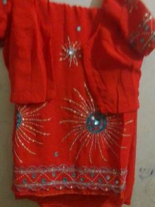 Orange Embroidered Saree With Blouse