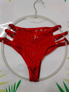 (900)Red Lace Thong with Straps