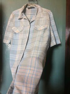 Oversized Cubon Collar Check Shirt