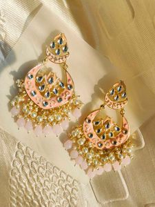 Pink Meenakari Kundan Earrings