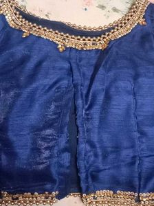 Blue &amp; Gold Skirt With Crop Top