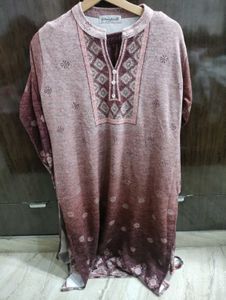Ethnic Brown Printed Winter Kurta Set