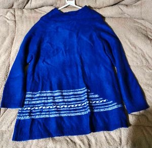 Blue Floral Embroidered Sweater