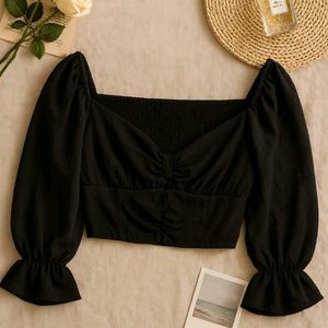 Elegant Black SSS Crop Top