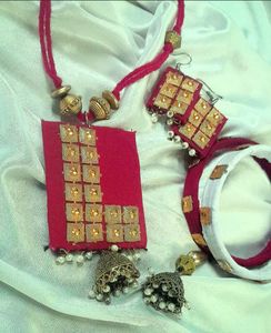 Handmade Red & Gold Jewelry Set