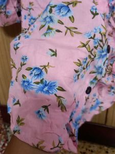Floral Print Beautiful Pink Top For Woman