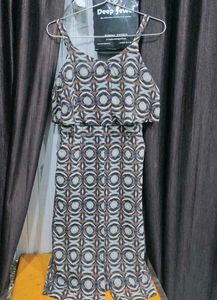 Patterned Brown Midi Dress