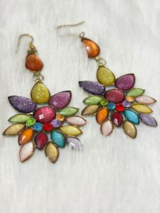 Colorful Gemstone Flower Earrings