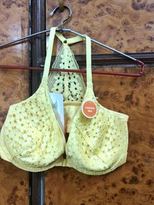 Yellow Wired Padded Front Open Back Design Bra