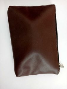 Cosmetic Zippered Brown Pouch