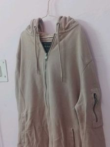Beige Zip-Up Hoodie