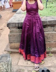Purple Pattupavada With 2 Blouses