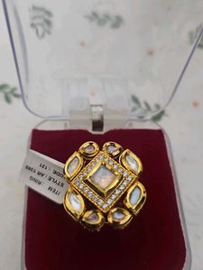 Statement Real Polki Ring with Brown Nag &amp; Tag