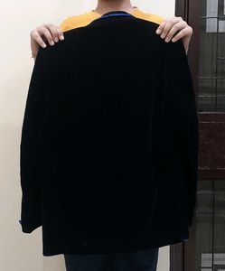 Velvet Blazer with Blue Trim
