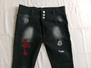 Black Shaded Embroidered Jean's