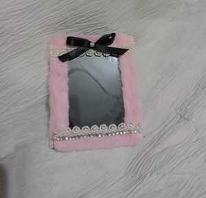 Pink Furry Photo Card Holder Frame