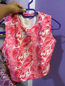 Pink Heart Print Tank Top 🎀💕