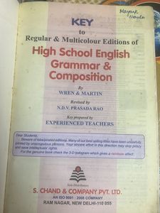 English Grammar And Composition By Wren And Martin