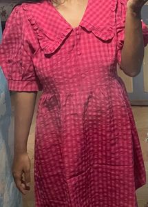 Cute Pink Gingham Mini Dress