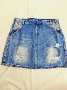 Denim Ripped Skirt
