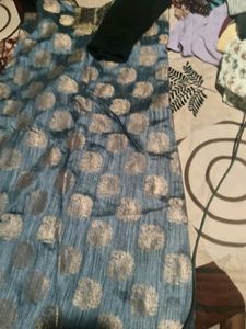 Blue &amp; Silver Polka Dot Dress