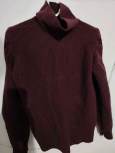 Burgundy Knit Turtleneck Sweater