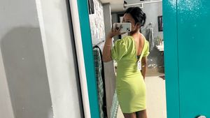 Lime Green Ruched Bodycon Dress