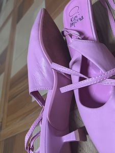 Pink Tie Up Kitten Heels