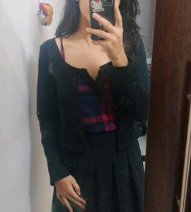 Crop Black Cardigan Like Jacket