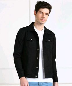 Montrez Stylish Black Denim Jacket, L Size