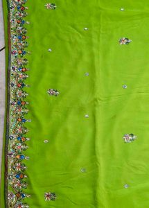 Embroidered Green handwork saree