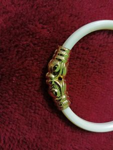 White And Acrylic Gold Bangle