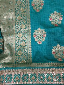 Elegant Teal Banarasi Saree