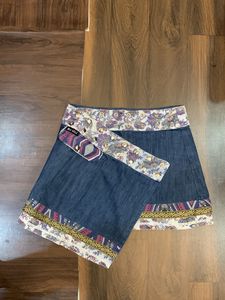 Short Wrap Denim Skirt
