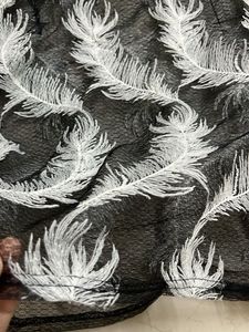 Feather Print Long Sleeve Sheer Top