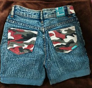 Denim Eagle Patch Shorts