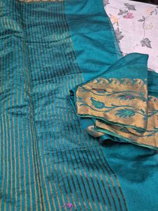 Teal &amp; Gold Sari