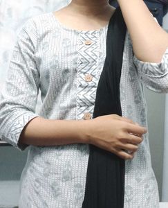 Kurta  Pant Co Ord Set  Grey White Cotton