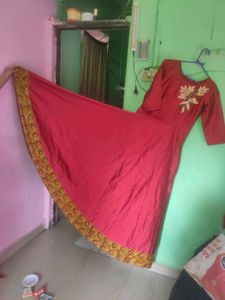 Red Embroidered Anarkali Dress